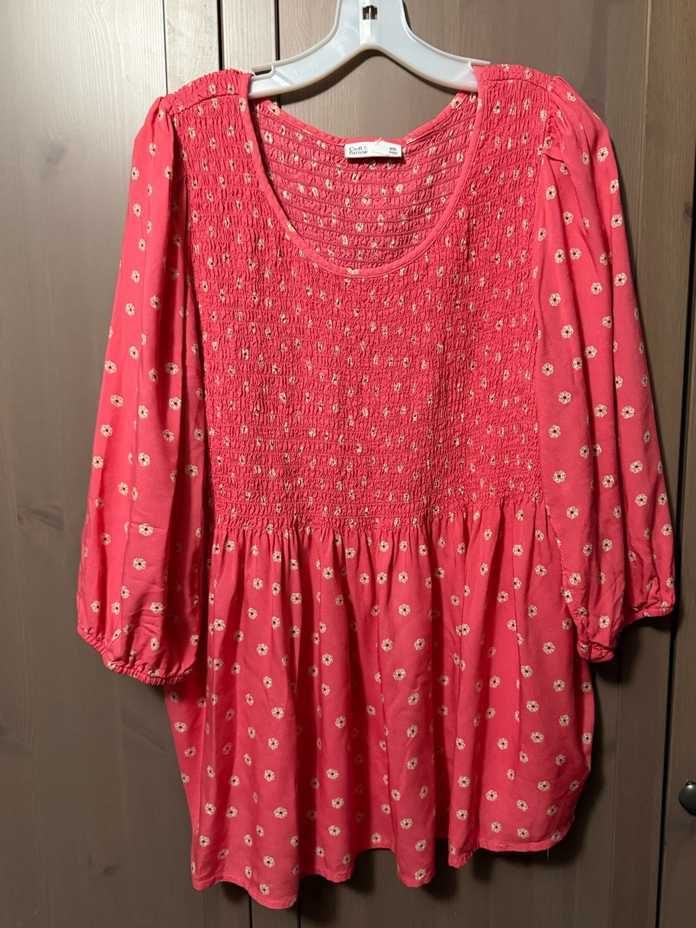 croft & barrow Coral Smocked Floral Tunic